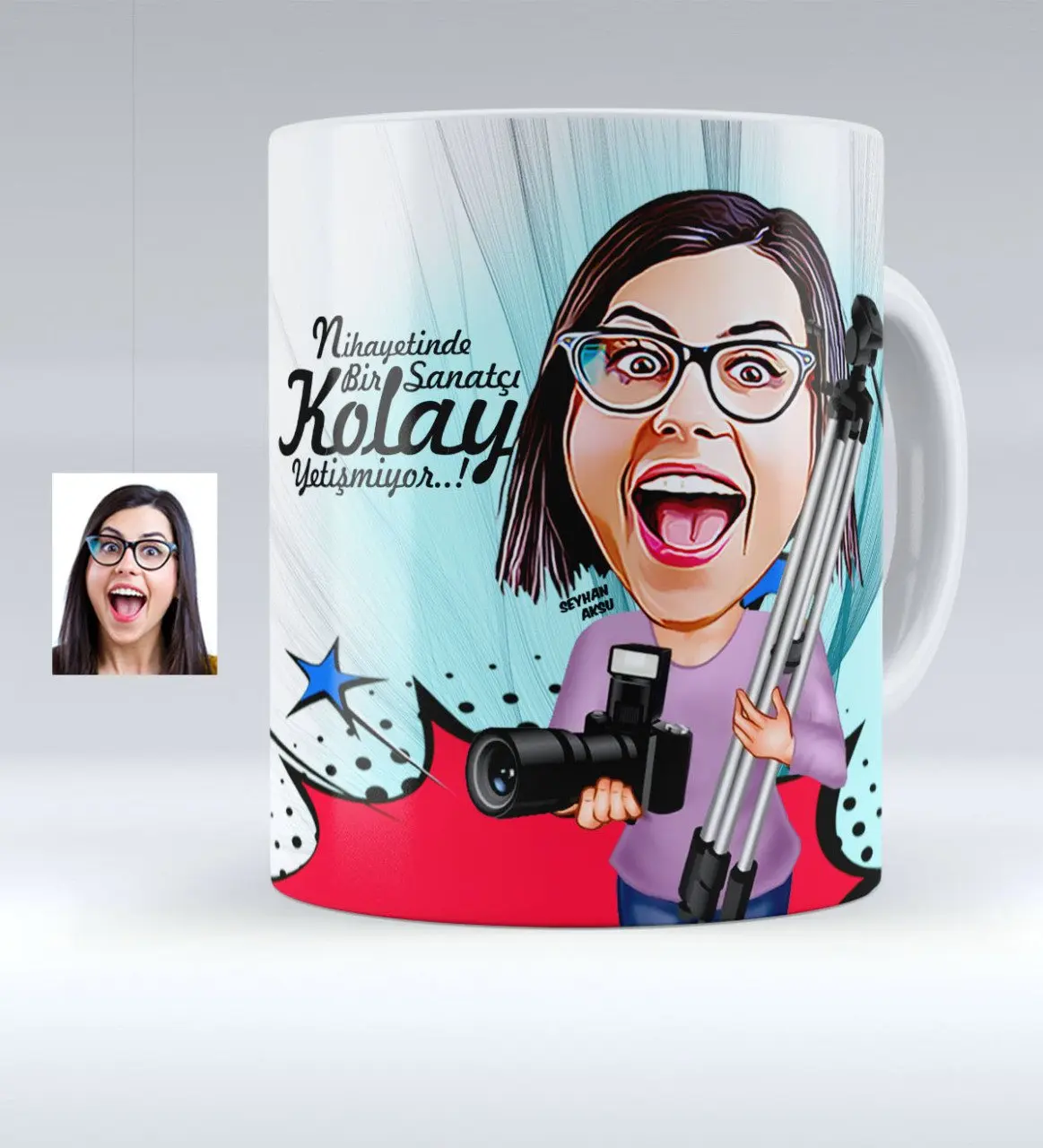 

Personalized Women 'S Photo Artist Caricature Of White Mug cup-1