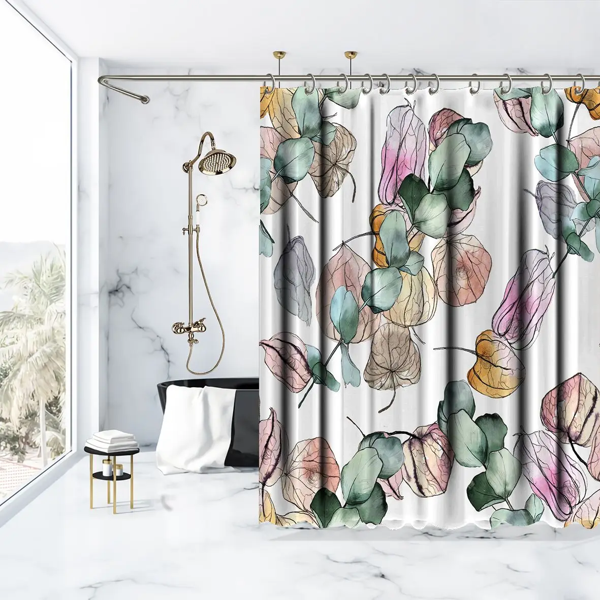 Занавеска для душа Physalis накидка гусиная ягода ветви растений с фруктами и