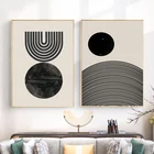 Современный минималистичный постер с геометрическими кругами в стиле бохо, современное Вековое настенное искусство, абстрактная живопись, декор для стен гостиной
