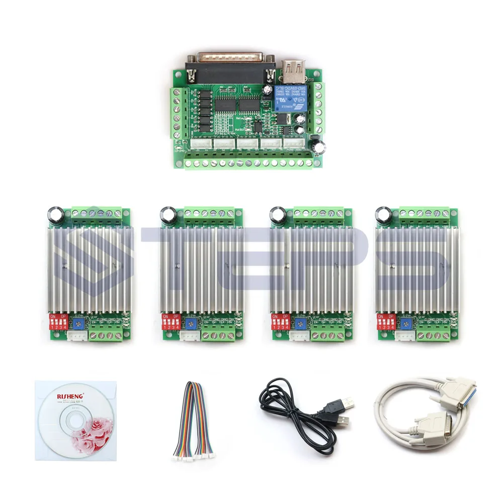 Комплект 4-осевого фрезерного станка с ЧПУ контроллер шагового двигателя mach3 TB6600