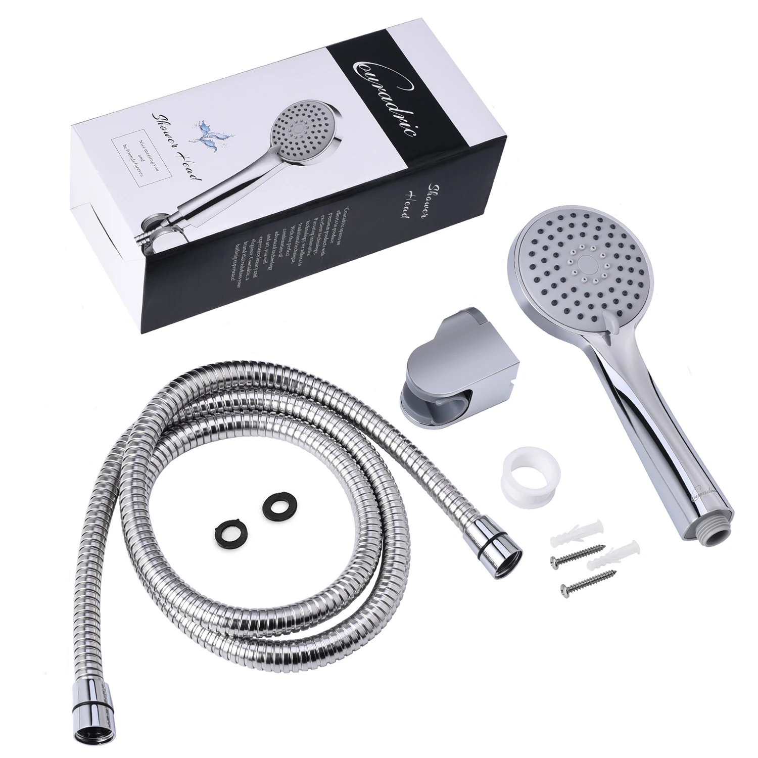 

High Pressure Shower Head Sets Bathroom accessories 3-function Water Saving Handheld Chrome Shower Head with Hose and Holder