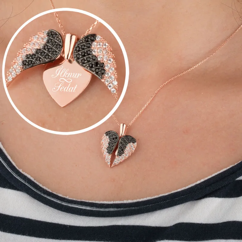 

925 Silver Necklace Heart Dragonfly Angel Necklace Personalized Necklace Gift for Mom Anniversary Gift for Wife Valentine's Day