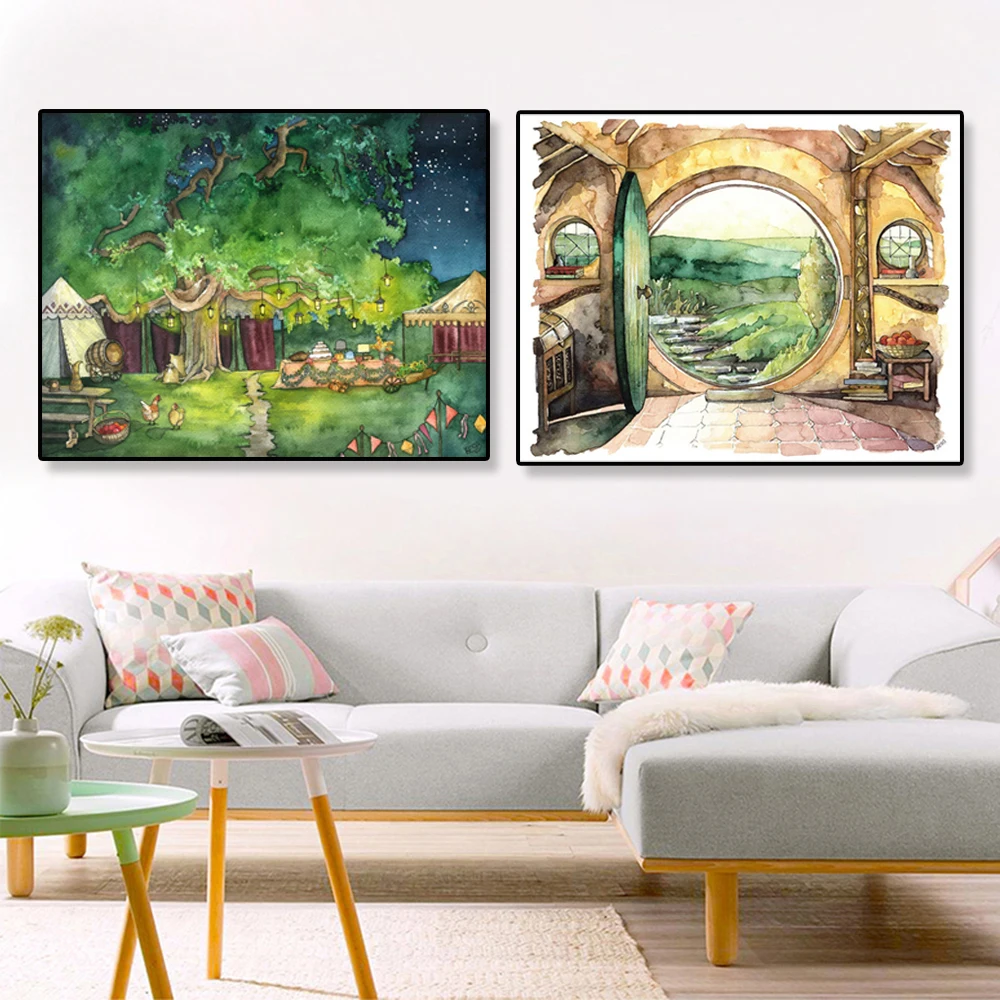 

Large Abstract Fantasy Art Prints Party Tree Art Colorful Poster Canvas Painting For Living Room Wall Art Pictures Home Decor