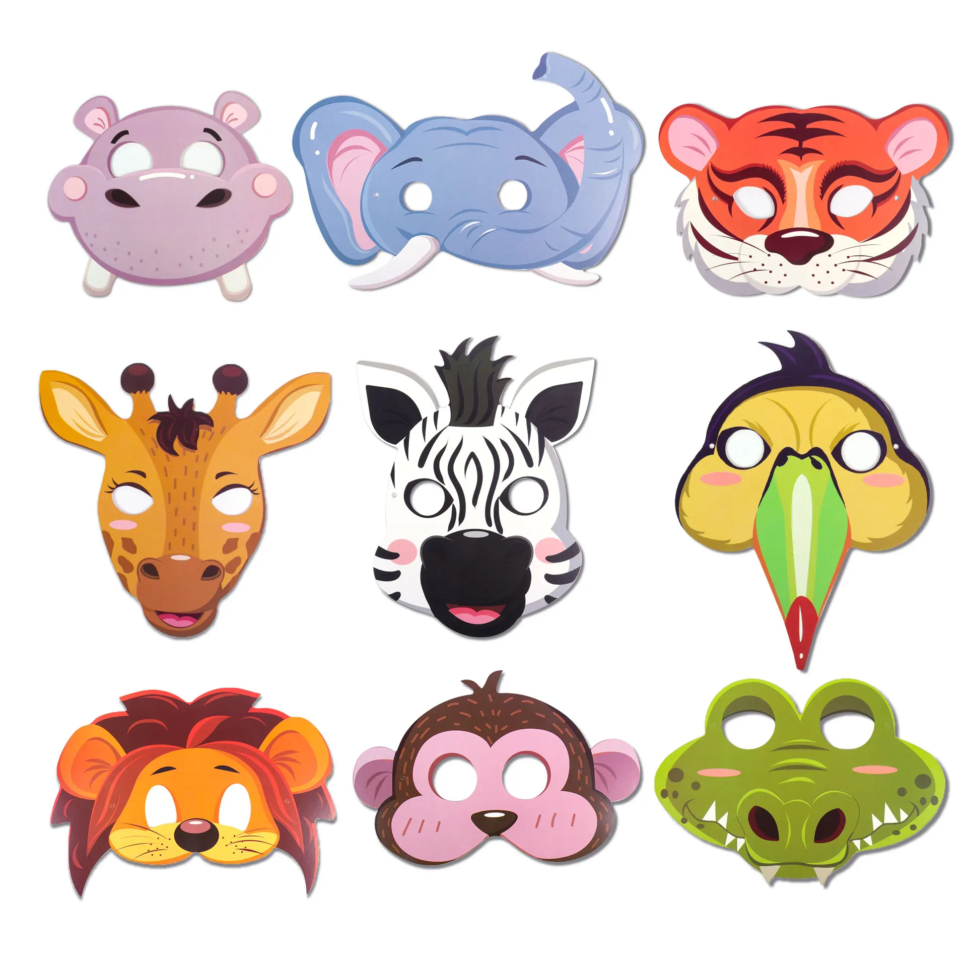 

9pcs/set Animal Masks Jungle Birthday Party Games Funny Animal Pattern Masks for kids Zoo Jungle Safari Theme Birthday Supplies
