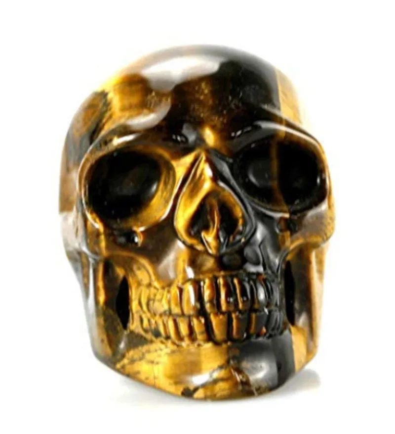 

2'' Tiger Eye Crystal Skull Specimen Hand Carved Quartz Healing Reiki Figurine Decor Halloween Gift Decoration Reiki Healing Cry