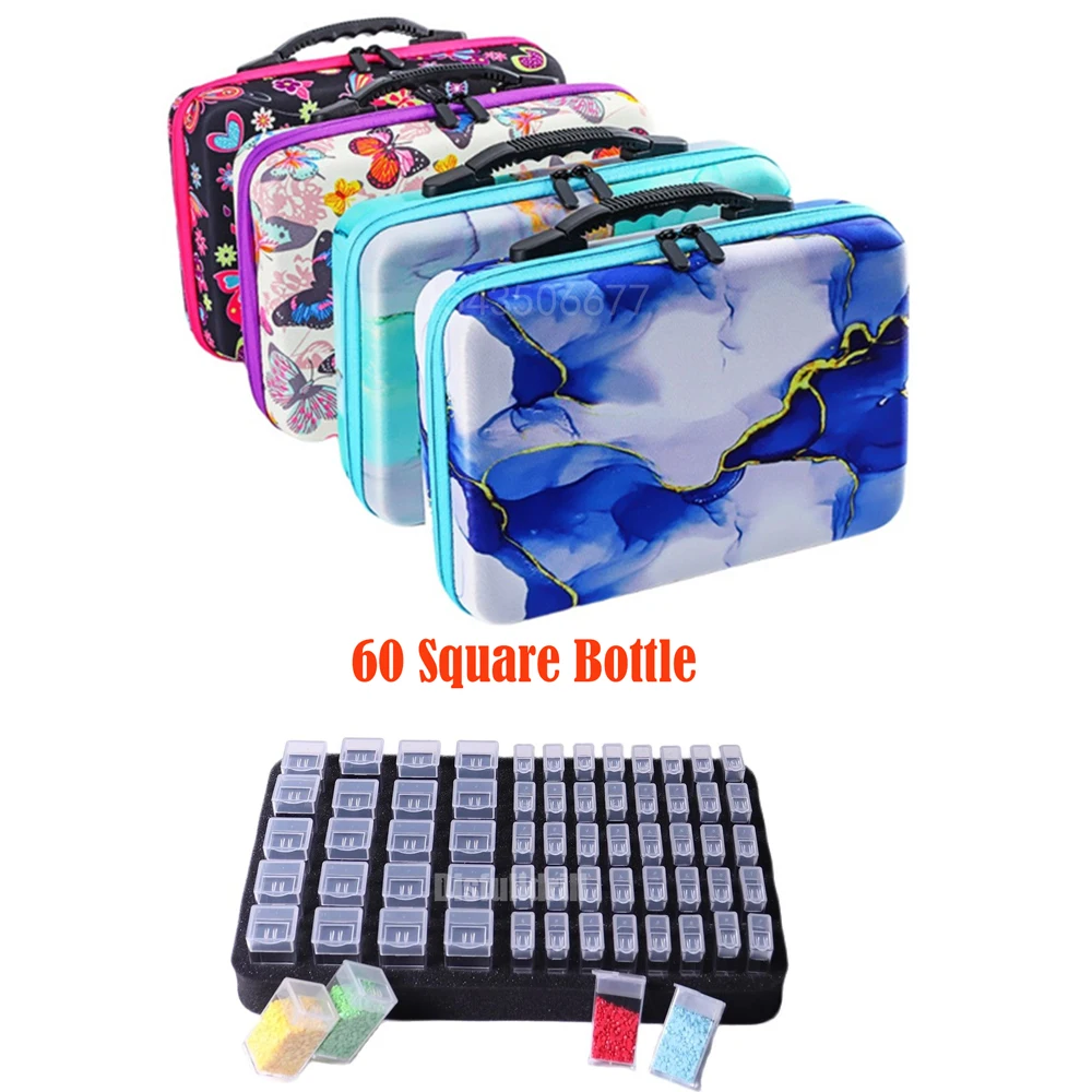 

5D Diamond Painting Accessories Storage Box 20/60 Slot Beads Square Bottles Container Jar Zipper Case for DIY Diamand Painting