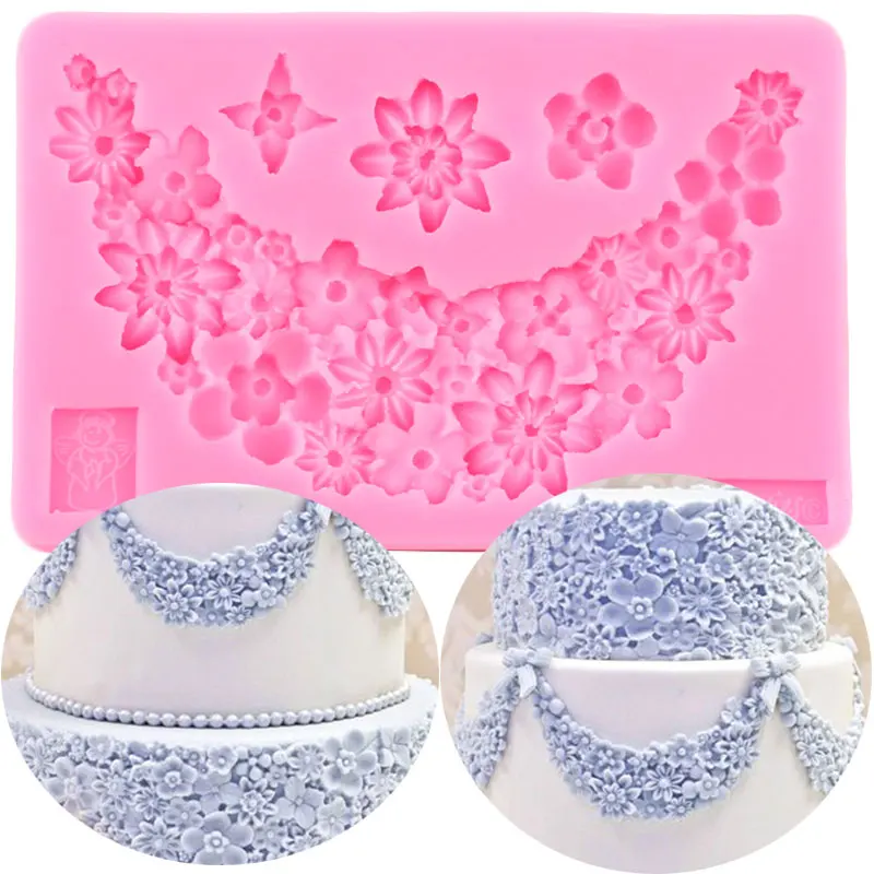 

Flower Cake Border Silicone Mold Fondant Cake Decorating Tools Chocolate Gumpaste Moulds Candy Clay Mould Sugarcraft Molds