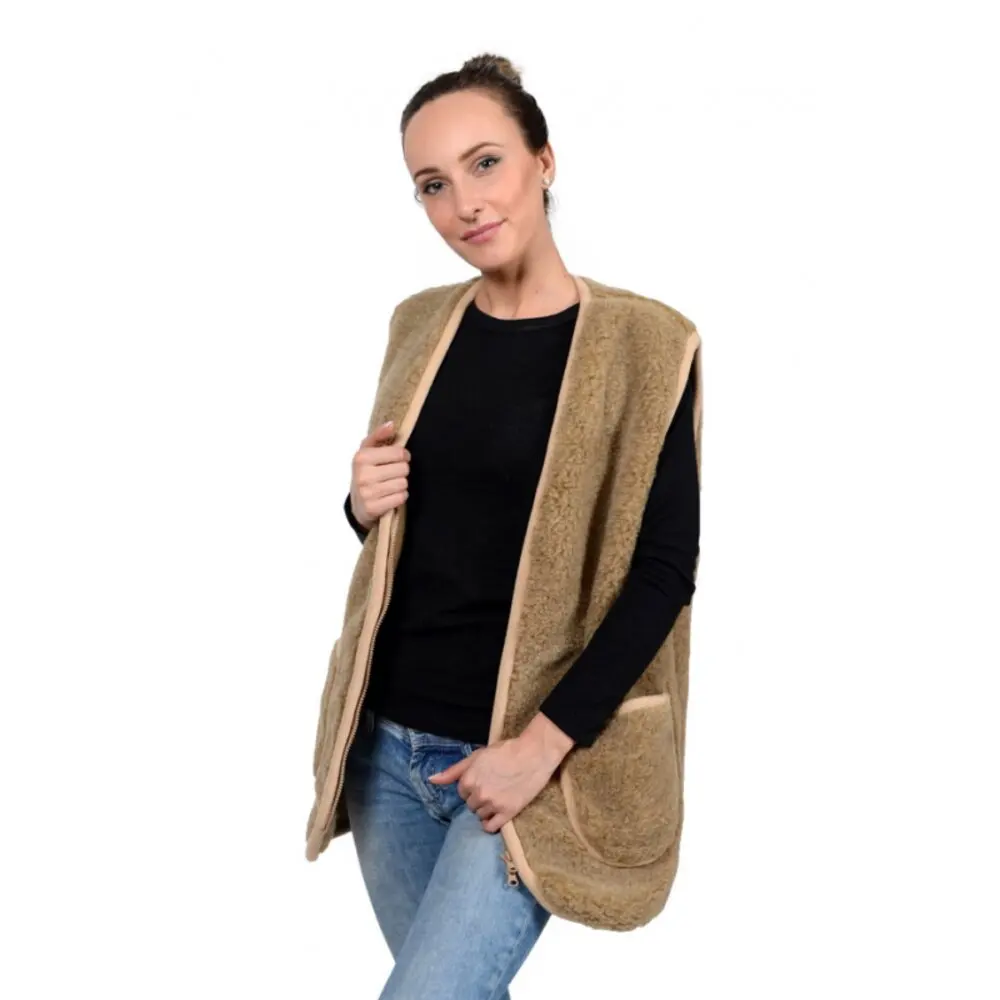 Жилет меховой из верблюжьей шерсти на молнии &quotоднотонный&quot