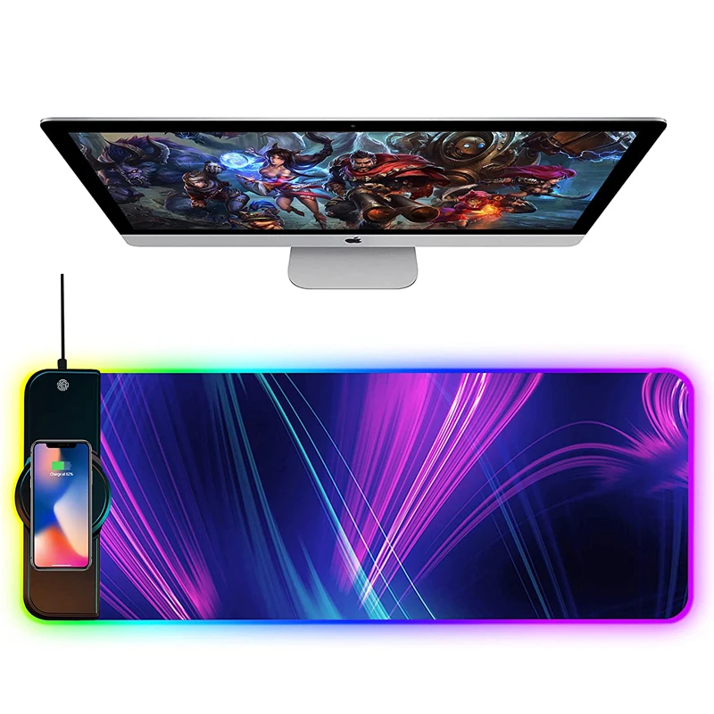 

Wireless charging RGB mouse pad 10W luminous mouse pad Thick Qi Fast Charging Gaming Mousepad for Samsung S10 S9 S8 iPhone 11 12