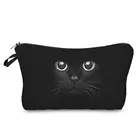 Модная косметичка с объемным рисунком Большой глаза черного кота для женщин, сумка для туалетных принадлежностей с молнией, сумка для хранения, чехол для карандашей, косметичка для девочек