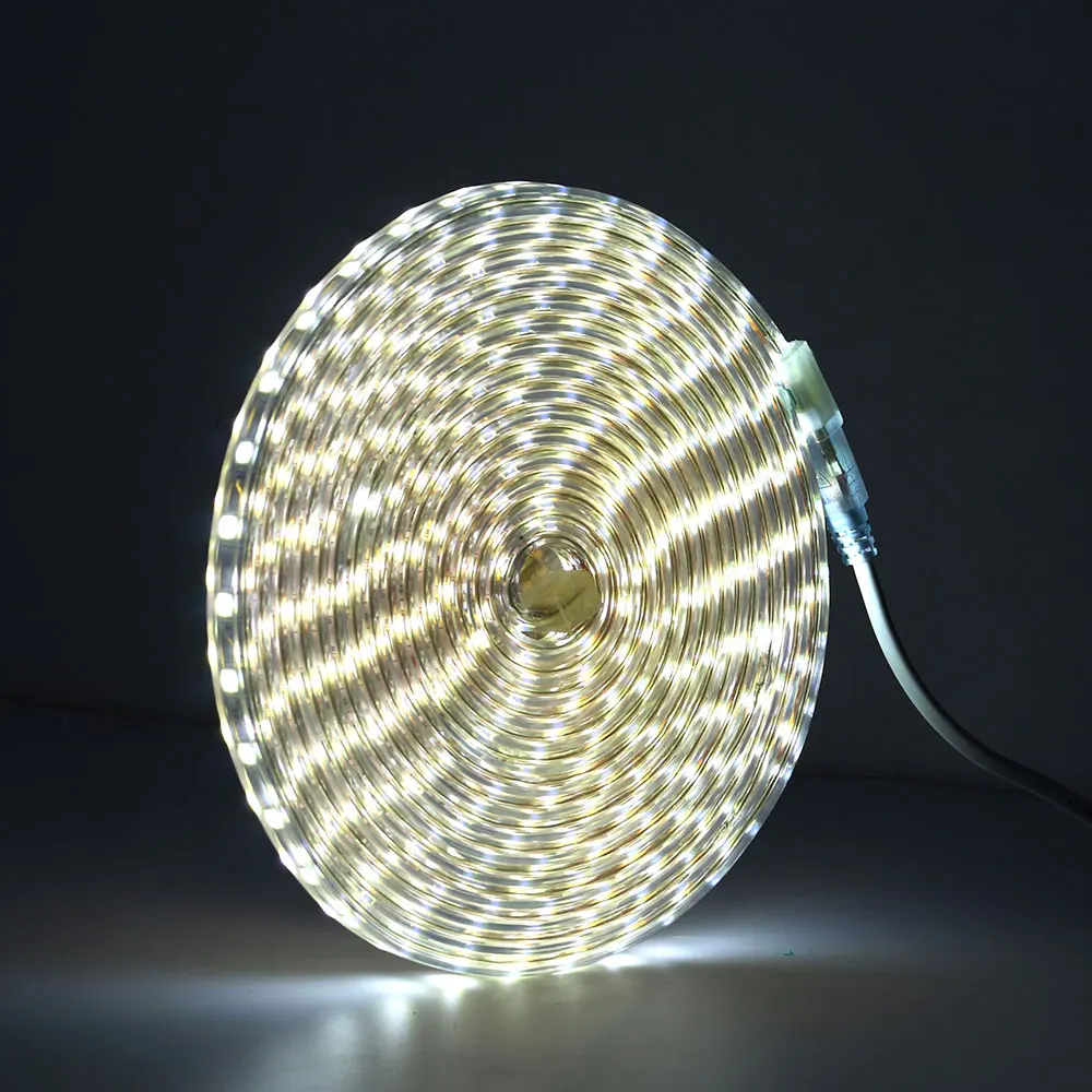 White AC220V светодиодный светильник SMD 5050 60 светодиодный s/m IP67 водонепроницаемый гибкий светодиодный светильник с переключателем ВКЛ/ВЫКЛ 1 м/2 м/3/4/5/6/7/8/9/ 10/20 м - Испускаемый цвет: White