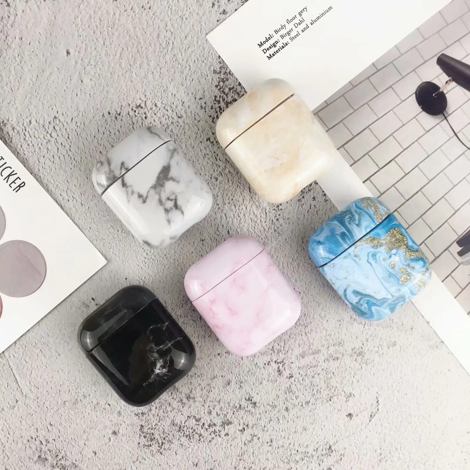 Чехол для оригинала Apple Airpods, чехол, мраморный, милый, чехол для Apple Airpods 2, 1, чехол, аксессуары, наушники Air Pods, чехол, коробка