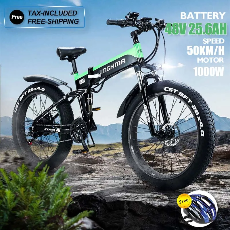 electric bicycle ebike 1000w 48v12.8AH lithium battery 2022 new ebike 4.0 fat tire folding electric mountain bike for adults