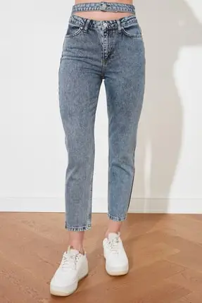 

Anthracite Cut Out Detail High Bel Mom Jeans Women Clothing Women 'S fashion 2021 Spring Summer Collection