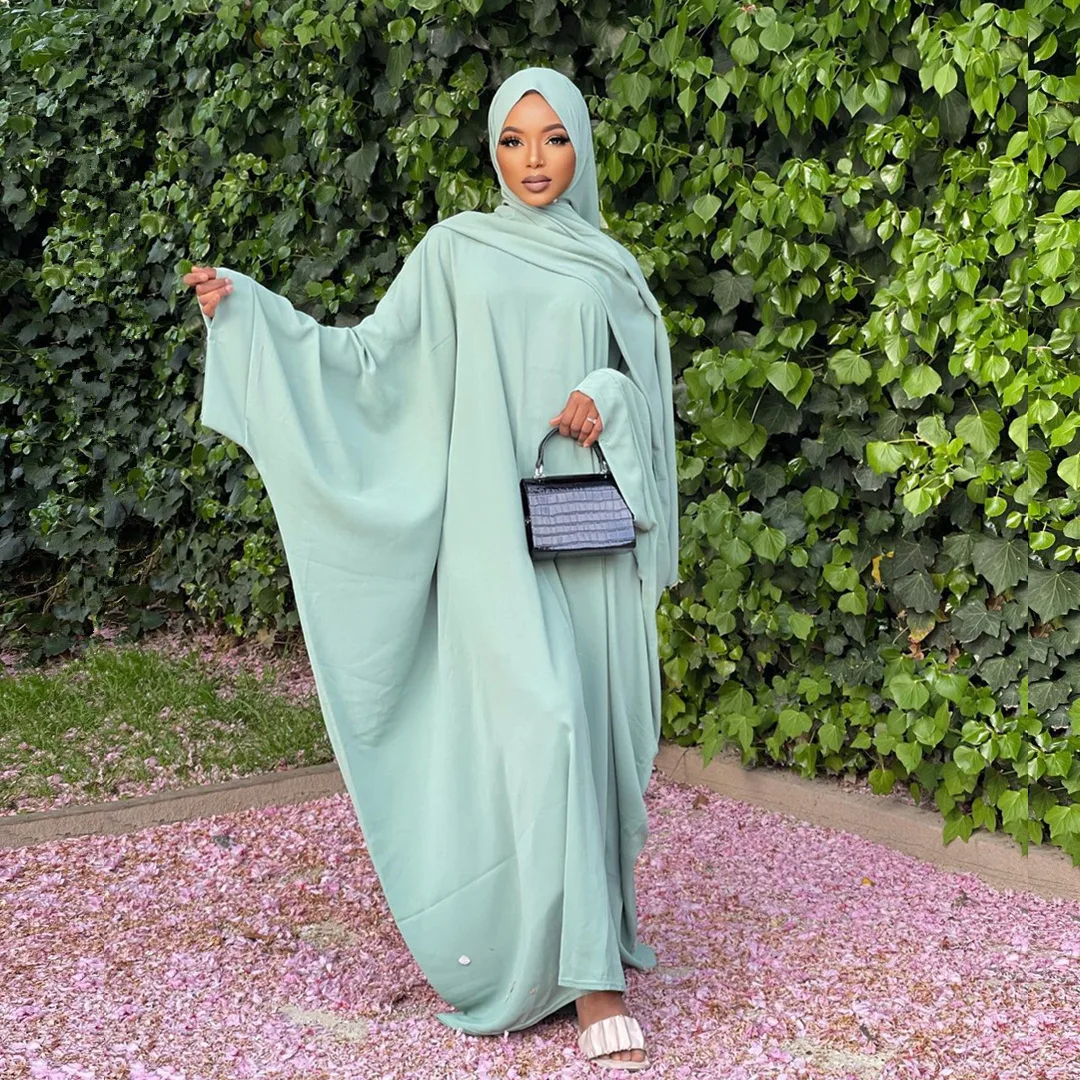 ИД Рамадан Дубай турецкий халат хиджаб платье муслиновый набор кимомо Abaya тюрбан платье молитвенная одежда для женщин