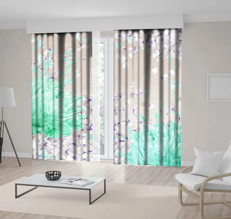 Занавеска Гортензия цветы Яблоко летающие лепестки весной ветер Природа Пейзаж