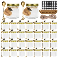 15pack 45ml hexagon mini glass honey jars with dipper lids bee pendants jutes perfect for baby showers wedding party favors