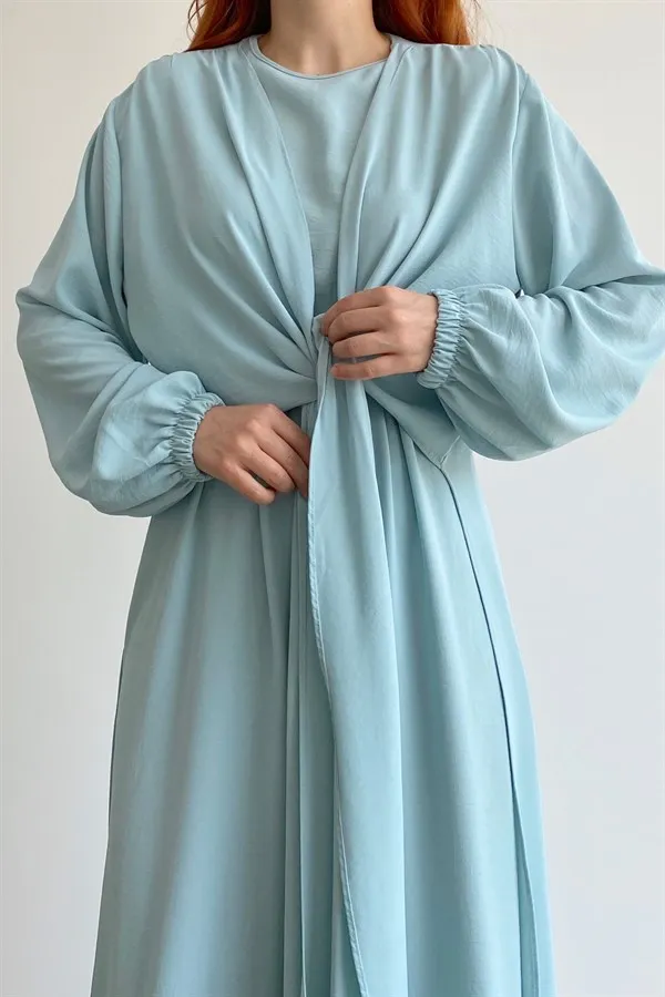 

Front Gusset Oversize Ice Blue Jumpsuit new season modern design long-sleeve plus size elegant women two piece jumpsuit