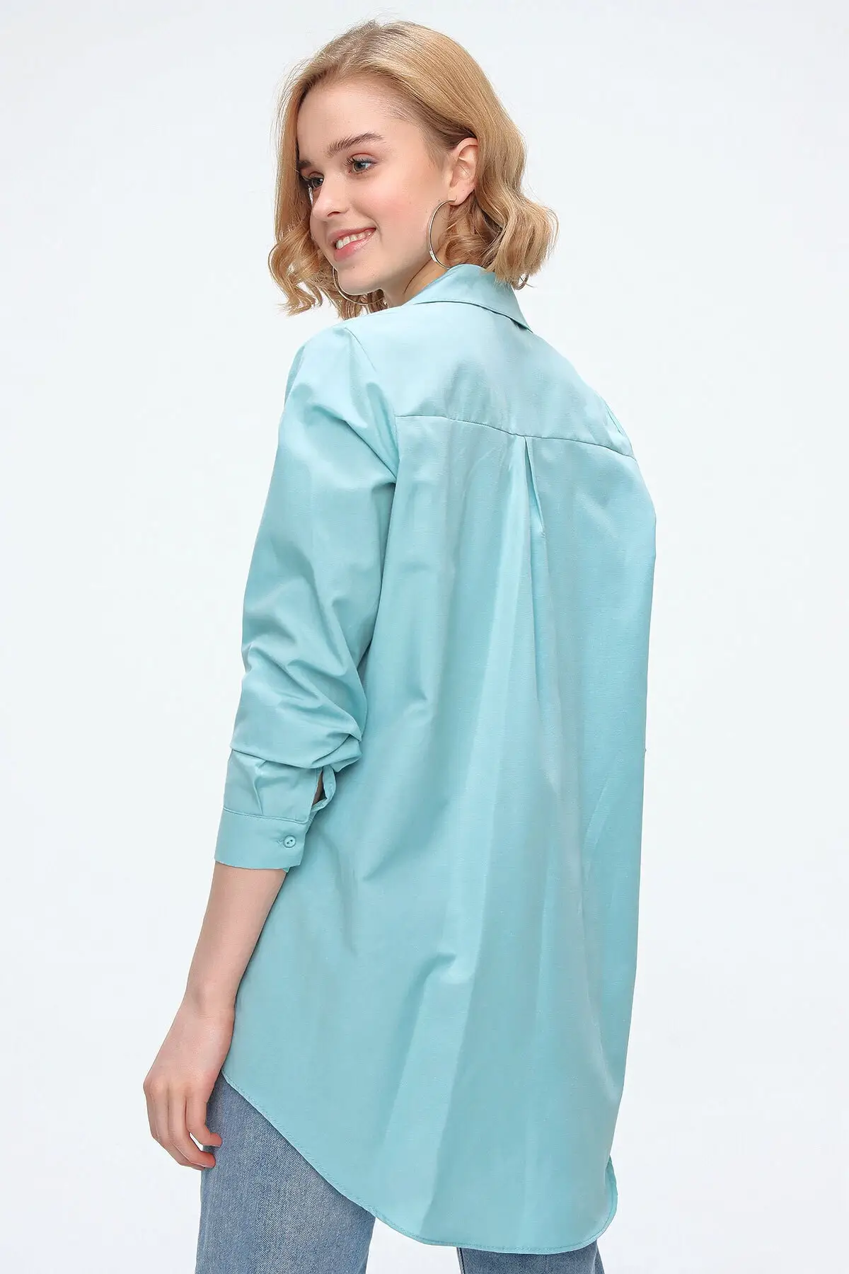 

TUGBA Blouse Women Long Sleeve White Black Blue Oversized Pocket Shirt Female 2021 Spring Tops Blusas Roupa