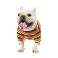 rainbow stripe pet turtleneck sweater cotton sleeveless t shirt small dog cat clothes puppy apparel clothing shirt vest