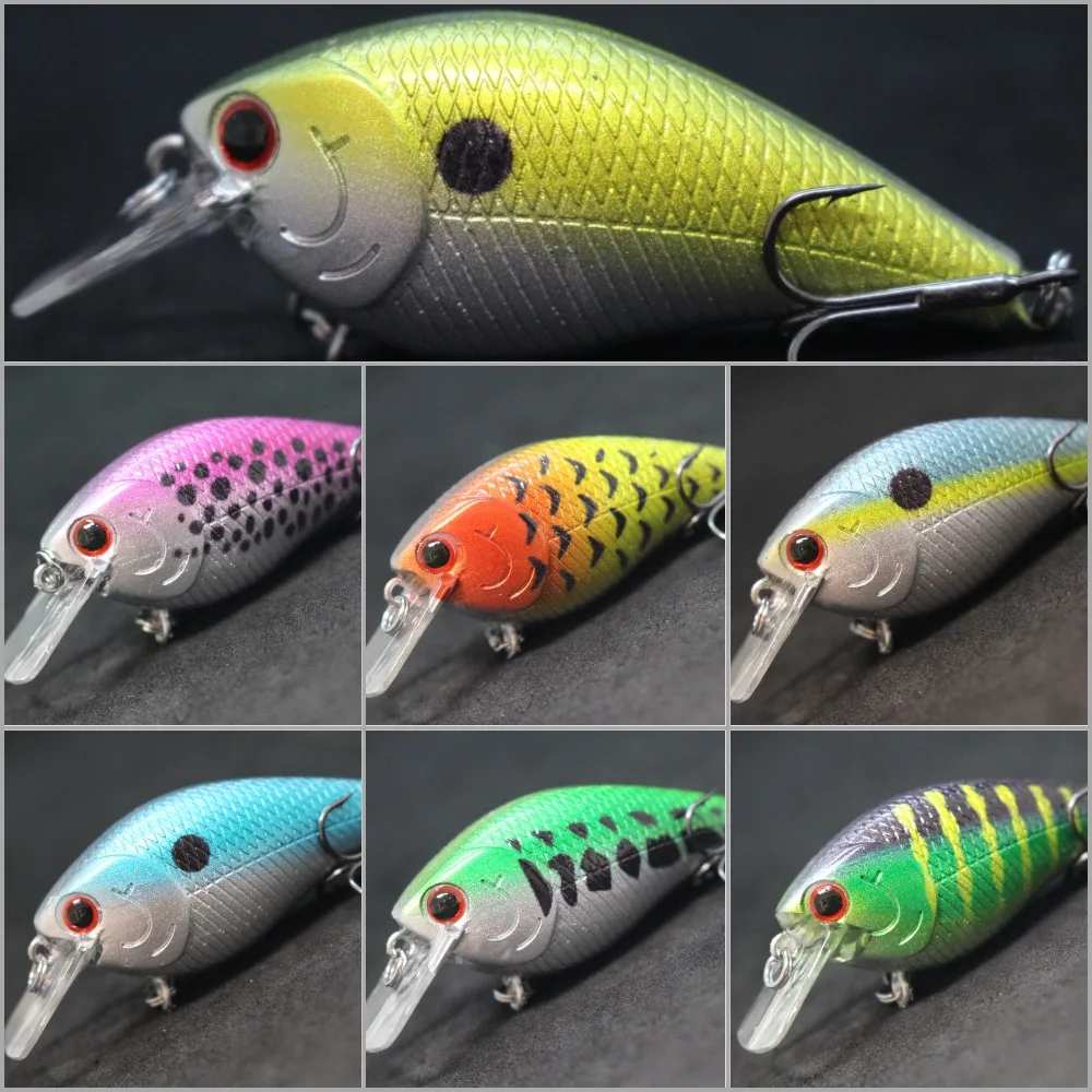 

wLure 7cm 10.5g Wide Wobble Floating Lure #6 Black Nickle Treble Hooks Assorted Color Crankbait C658