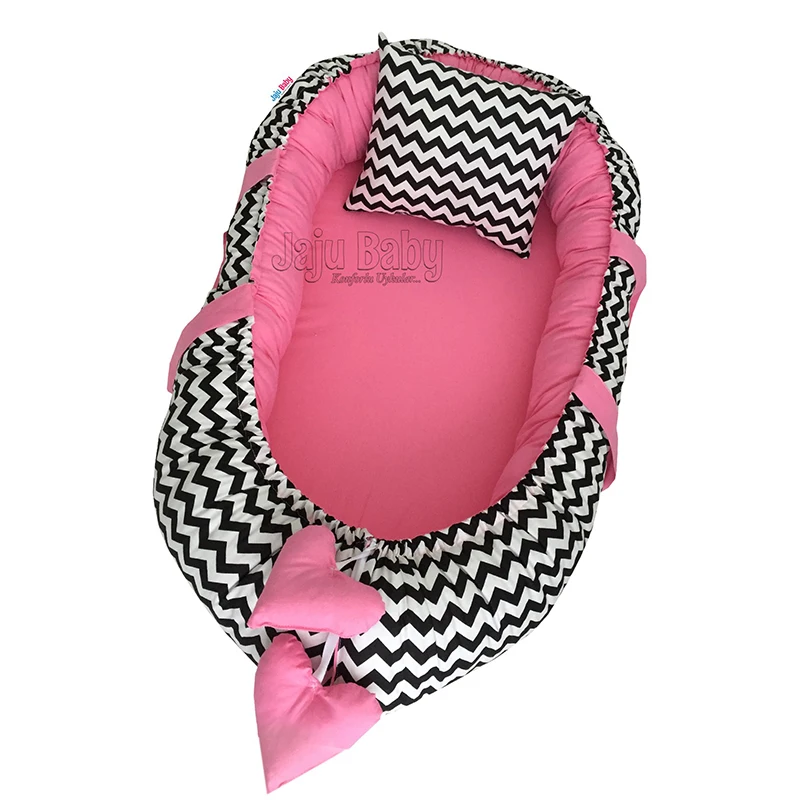 

Jaju Baby nest Black Zigzag Pink Orthopedic Luxury BabyNest Baby Bedding 100x60cm
