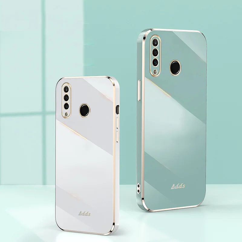 

Square Frame Plating Case for Huawei P30 Lite cases Bling Gold Nova 4E case plated color P30 lite fundas Square cover