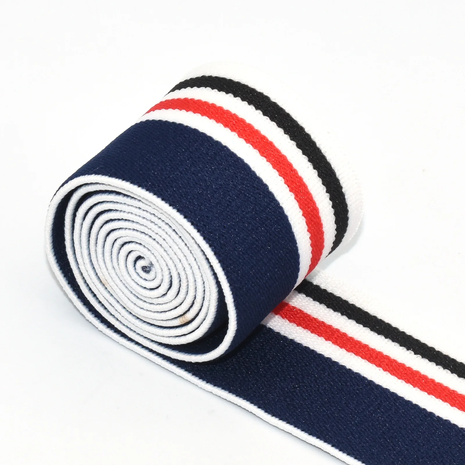

38mm Purplish Blue -Red-White Nylon Elastic Striped Webbing Height Elastic Ribbon Purse Strap Elastic Band Garment Accessories