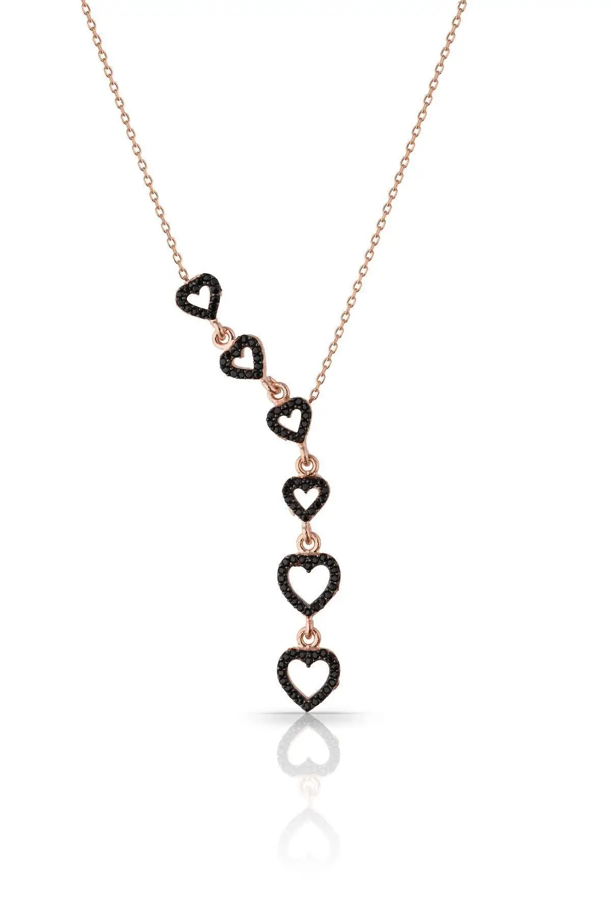 Collier coeurs en argent regardé 925 avec pierre noire pour femme, cadeau d'anniversaire, pendentif de fierté, luxe cool 2