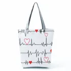 Сумка на плечо женская с принтом ЭКГ, простая модная вместительная сумочка-тоут для медсестер, Портативный пляжный мешок для покупок