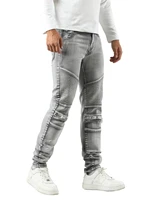 bindu mens jeans ripped stretch slim fit denim jeans for men skinny baggy jeans with holes fit bikers jeans denim pants grey