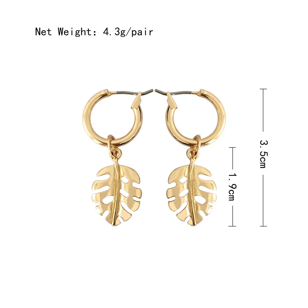 

2020 New Fashion High Quality Small Cute Hoop Earrings Gold Color Cute Hollow Leaf Earrings for Ladies Best Gift Boho Jewerly