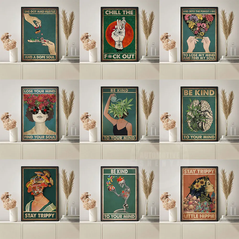

Vintage Be Kind To Your Mind Poster Art Painting Canvas Print Home Decoration Picture For Living Room Frameless