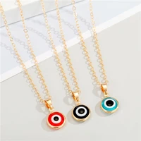 simple dainty evil eye necklace turkish blue eye lucky choker gold color clavicle chain round pendant for women fashion jewelry