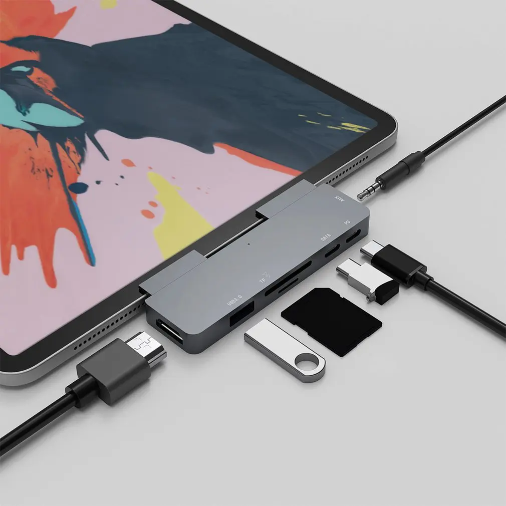 

USB-концентратор 4K HDMI-совместимый адаптер с фотоинтерфейсом USB 3,5 мм разъем USB Type C док-станция прочный 7-в-1 концентратор