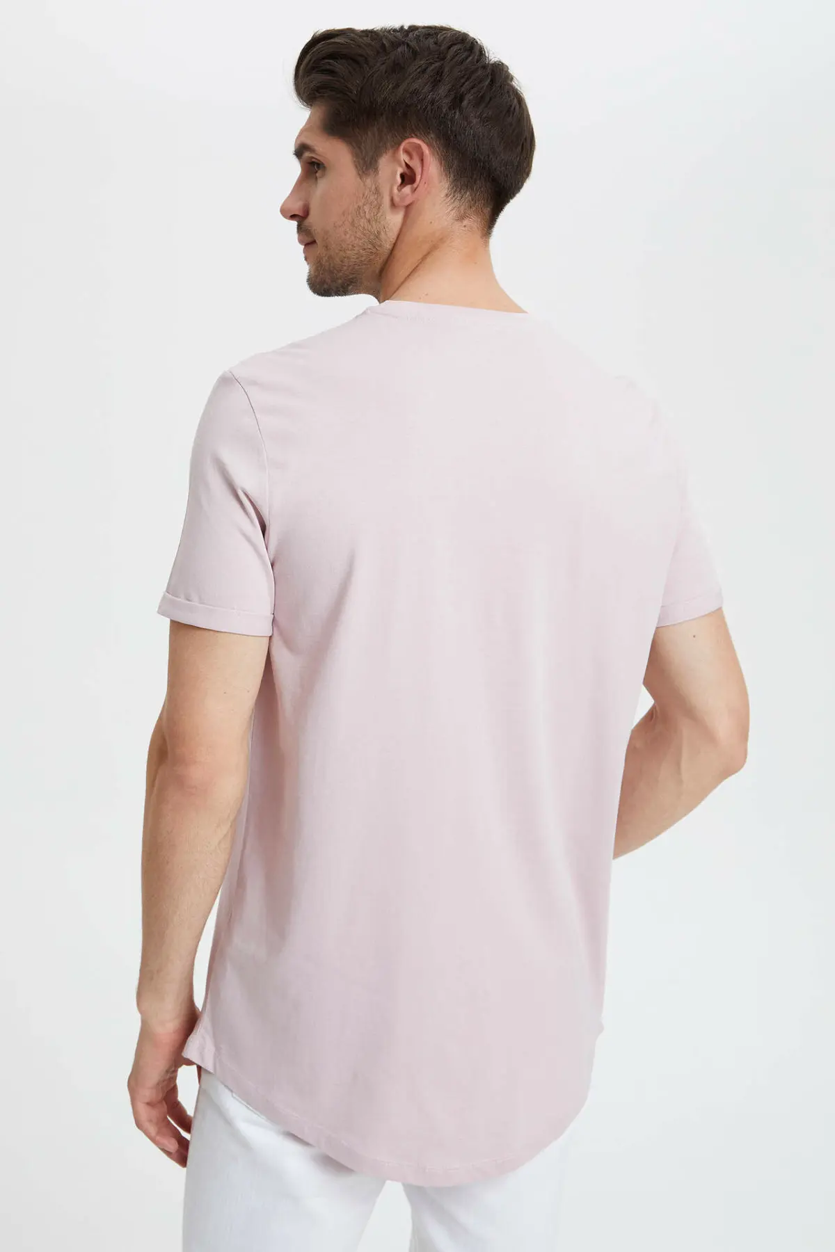 DeFacto Летняя мужская модная футболка с круглым вырезом мужские однотонные