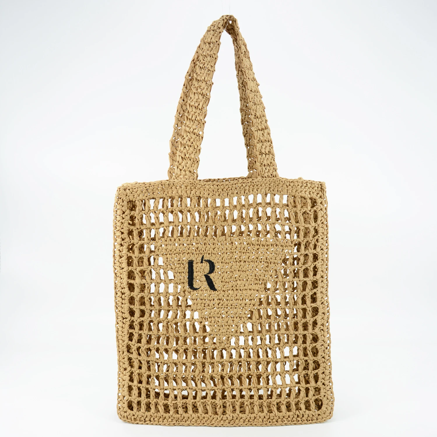 

Summer Designer Brands Hollow Letters Raffia Straw Tote Fashion Paper Woven Women Shoulder Bags Beach Handbag Luxury Bag
