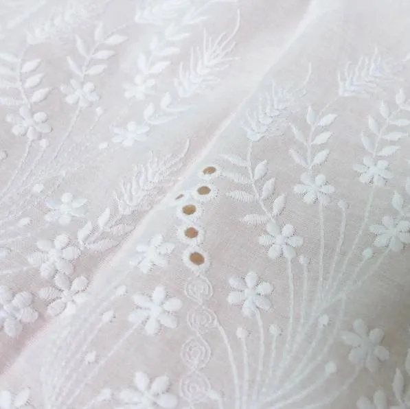 Кружевная ткань цвета слоновой кости из чистого хлопка кружевная отделка