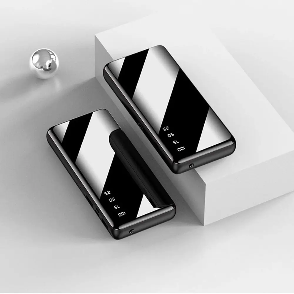

PINZHENG Power Bank 20000mAh Portable Charing PowerBank Mirror Screen Digital Disply 2.1A Fast Charging 2 USB For iPhone Xiaomi