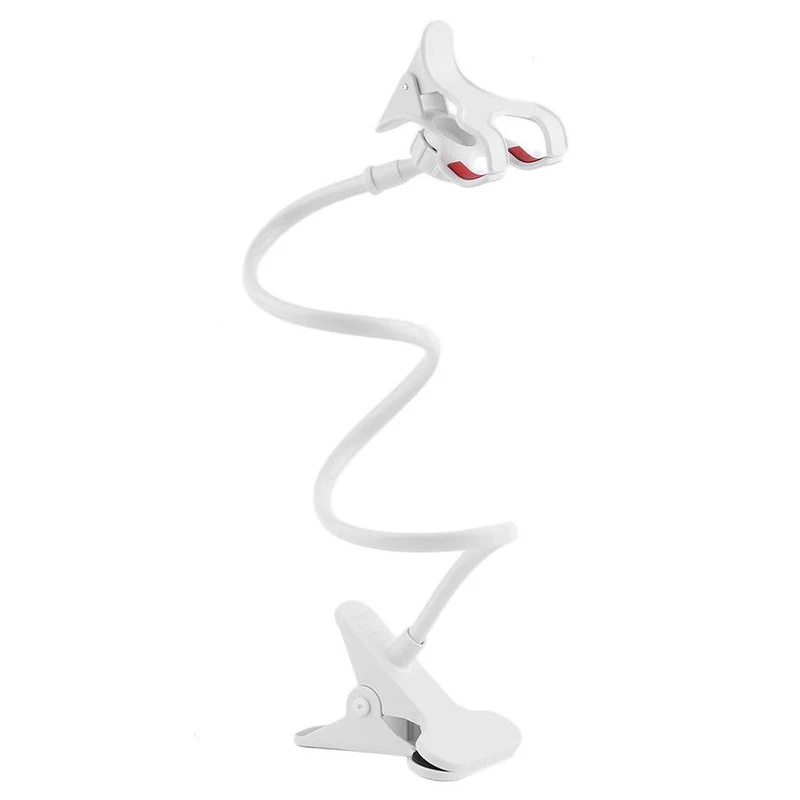 Гибкий держатель-прищепка для телефона с пластиковым зажимом стола белый |