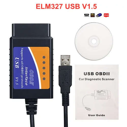 USB V1.5 Лучшая цена USB ELM327 V1.5 OBD2 сканер кода ELM327 USB V1.5 Диагностический кабель ELM 327 Поддержка OBD2 протоколы для Windows 7 8 XP - Цвет: USB V1.5
