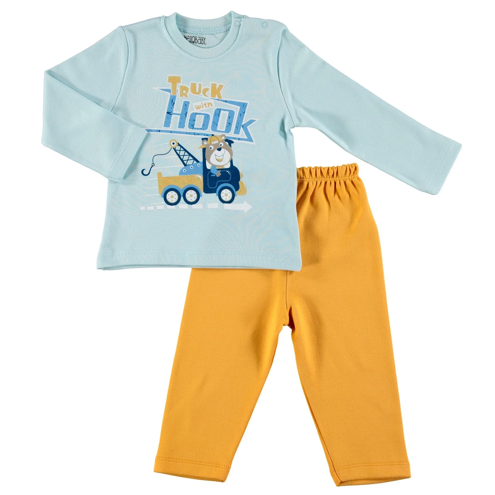 Ebebek HelloBaby/пижамный комплект в рубчик с длинными рукавами и принтом интерлок| |