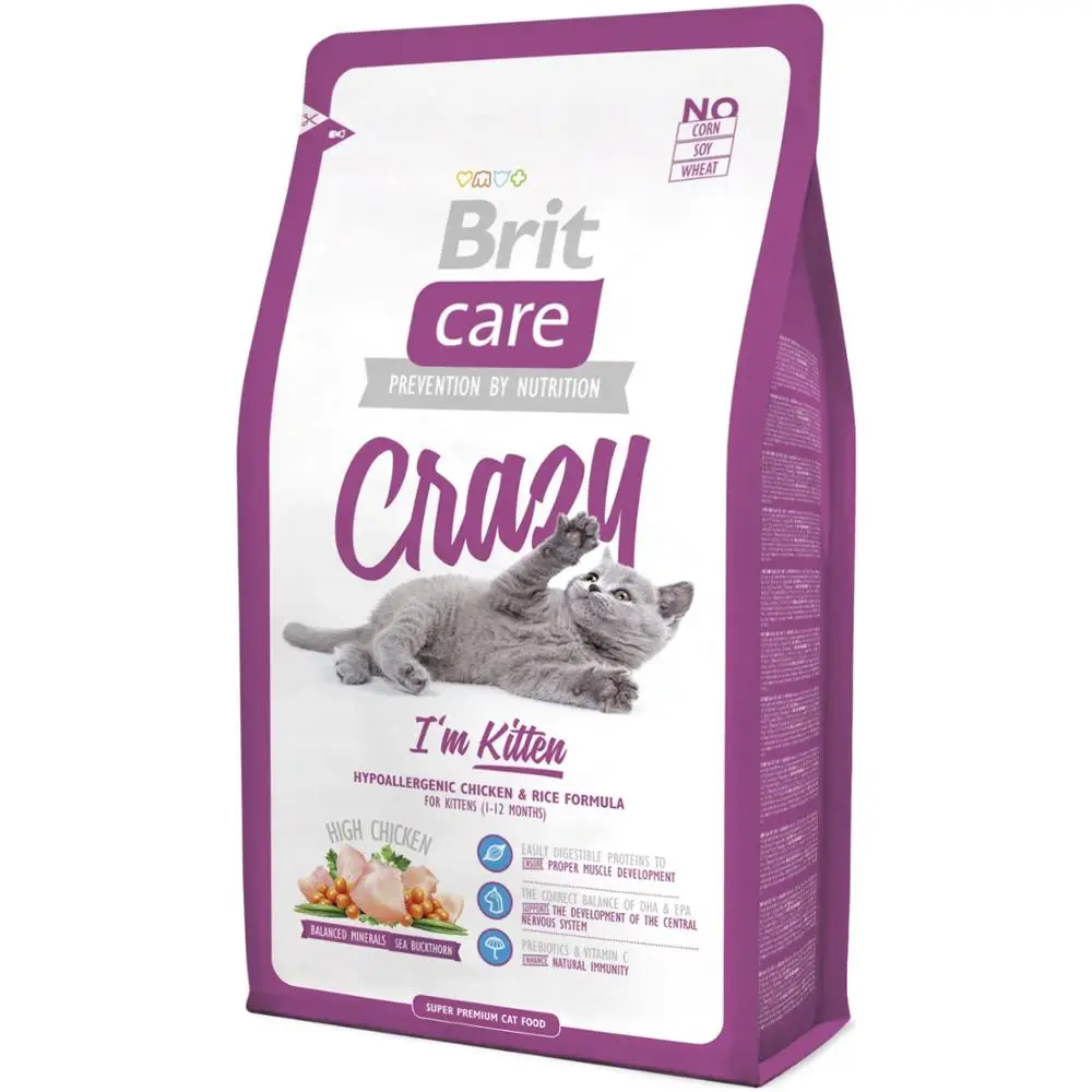 Сухая корма для котят Brit Care Crazy I Am Kitten 2 кг здоровое Кормление домашних животных