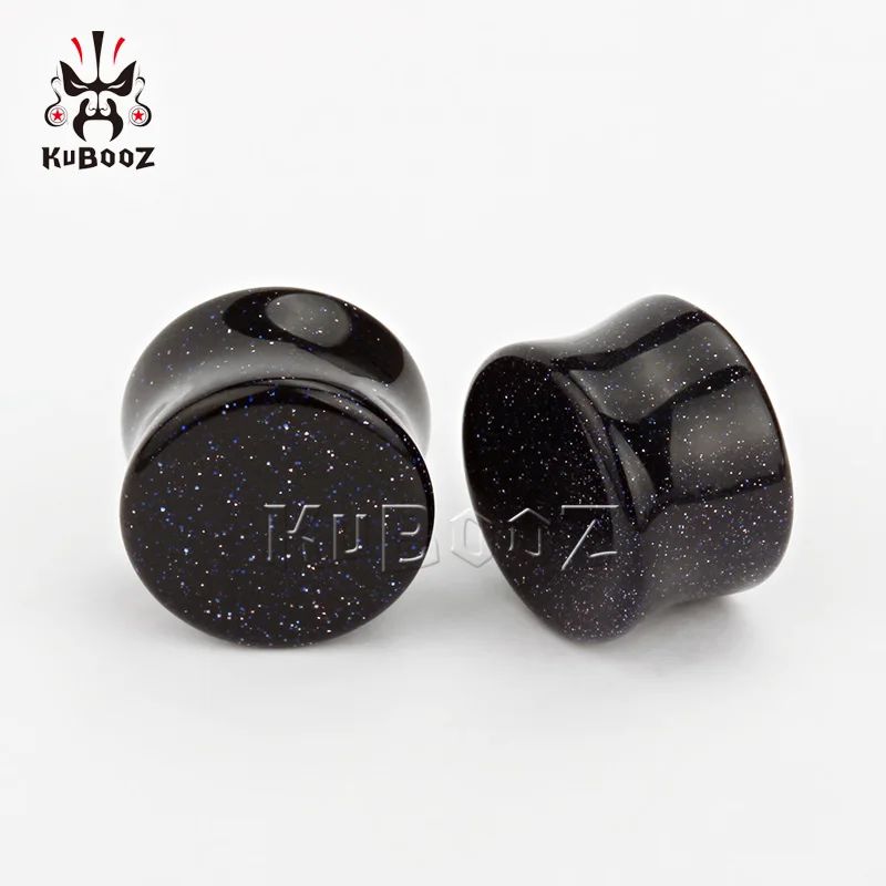 Туннели для ушей с полированным синим песком расширители пирсинга ювелирные