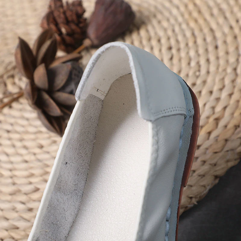 High Quality Retro Floral Ballet Flats Women's Shoes New Trend Loafers Ladies Genuine Leather Shoes Woman Sliders Soft Moccasin