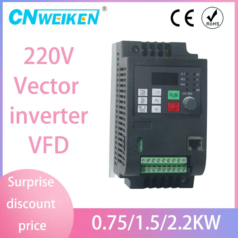 

Free Shipping! 220v 1.5kw vector Inveter 2.2kw VFD inverter Frequency Converter Variable Frequency Drive Motor Speed Control