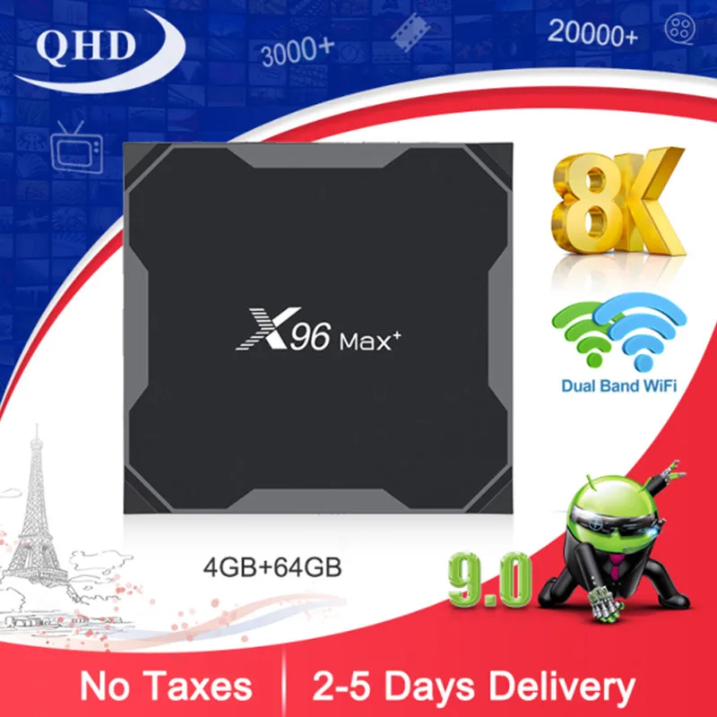 X96 MAX plus Leadcool qhd tv 8K smart ip Android 9.0 TV Box 32 ГБ/64 Гб S905X3 QHD код X96MAX Plus box Доставка из Франции |