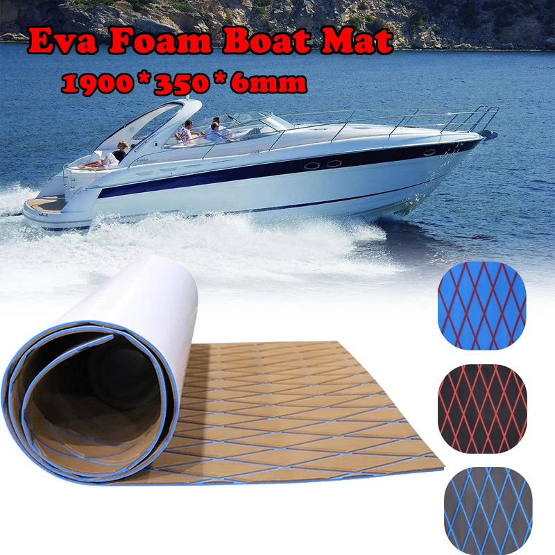 1900*350*6mm Eva Foam Faux Teak Mat Marine Boat Flooring Decking Sheet Non-slip Self Adhesive Pad Accessories