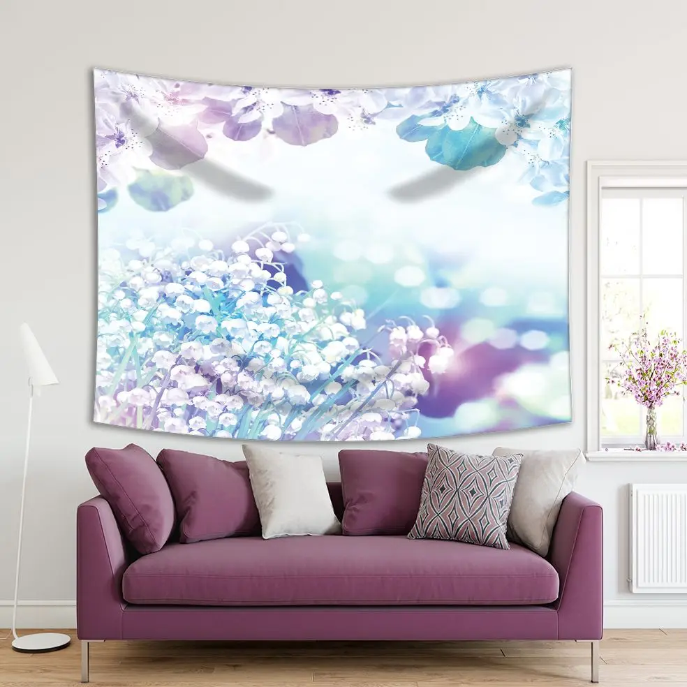 

Tapestry Valley of Lily Spring May Flowers Landscape Nature Meadow Fresh Morning Photo Blue Purple White