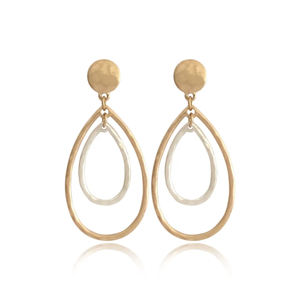 Серьги-подвески в форме капли воды стиле ретро золотого и серебряного цвета